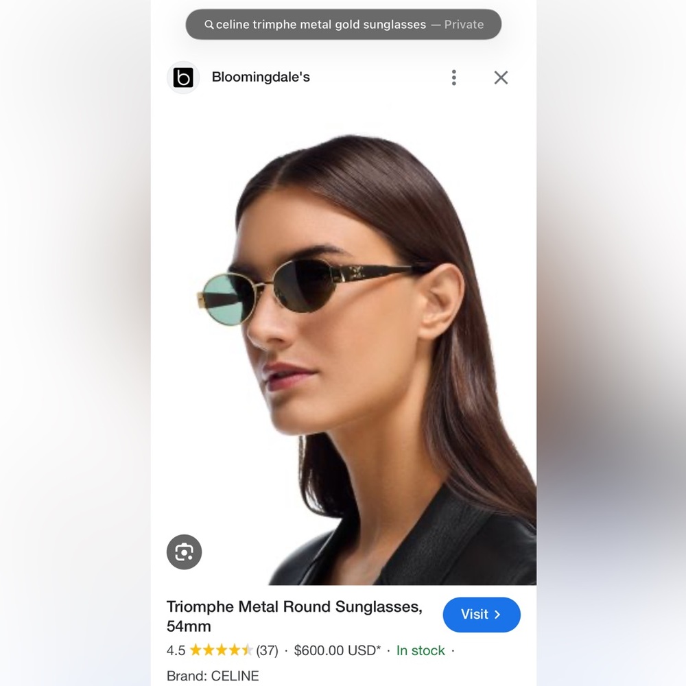 CELINE - TRIOMPHE METAL 01 SUNGLASSES IN METAL- retail $600 gold/green